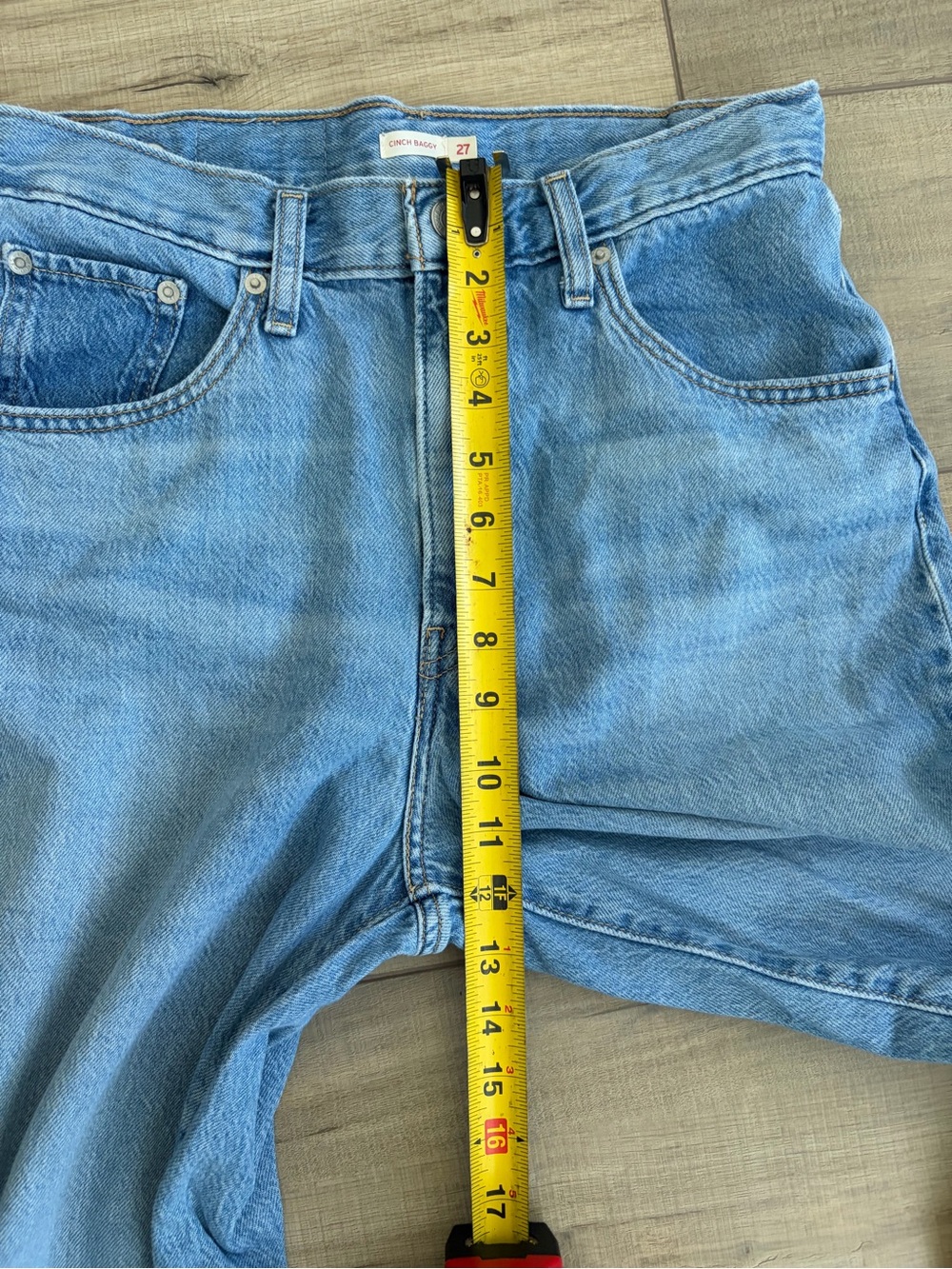 Levi’s Cinch Baggy Light Weight High Rise Wide Leg Denim Jeans Medium Wash 27 - Picture 8 of 10